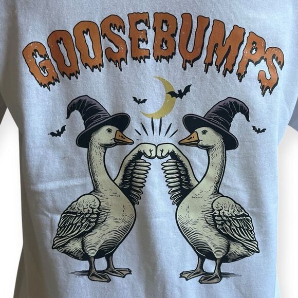 Fall Halloween T-shirt Goosebumps Graphic Tee Short Sleeve White NEW Unisex - Picture 7 of 8